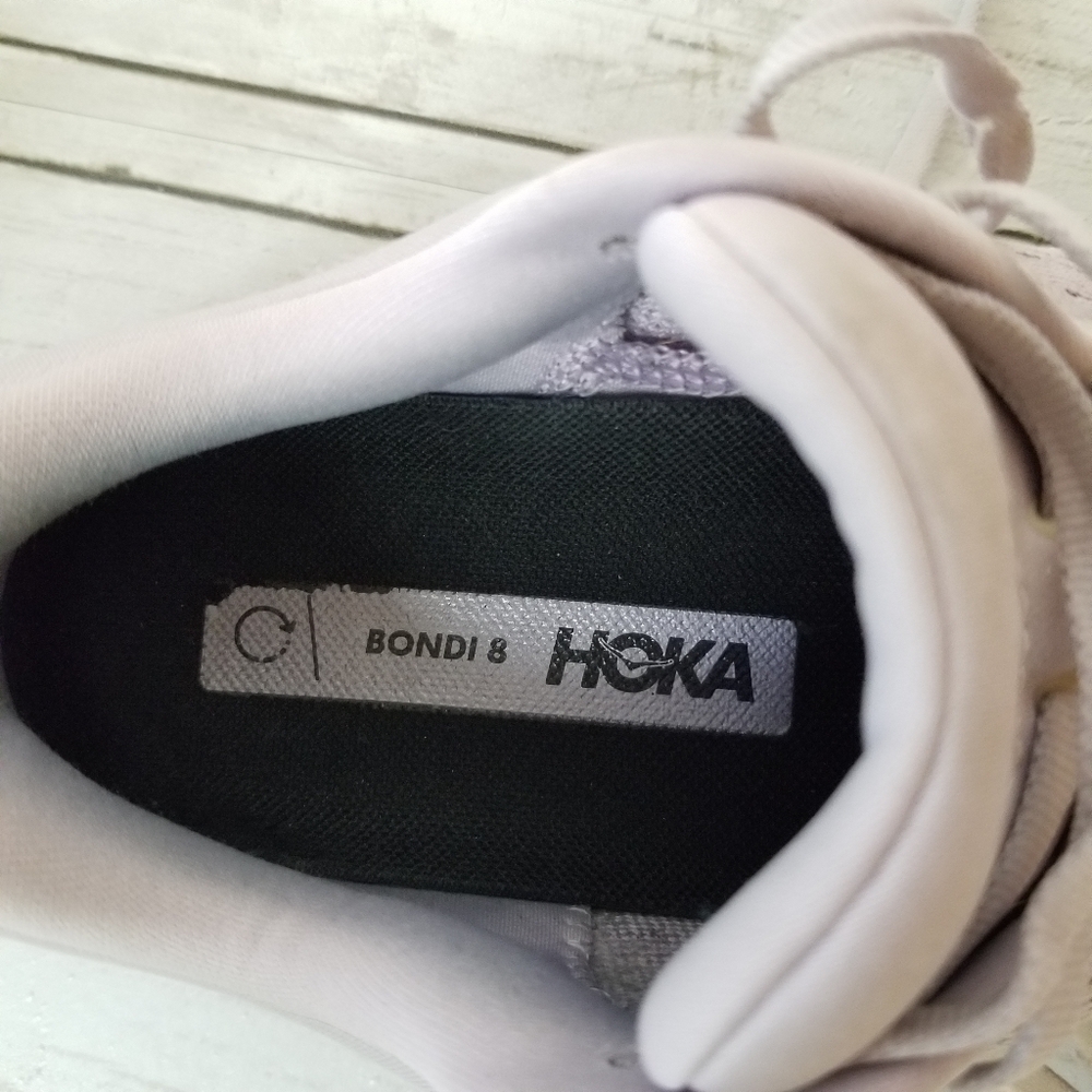 Hoka Bondi 8 Lavender Color Athletic Walking Comfort Running Shoe - Picture 13 of 16